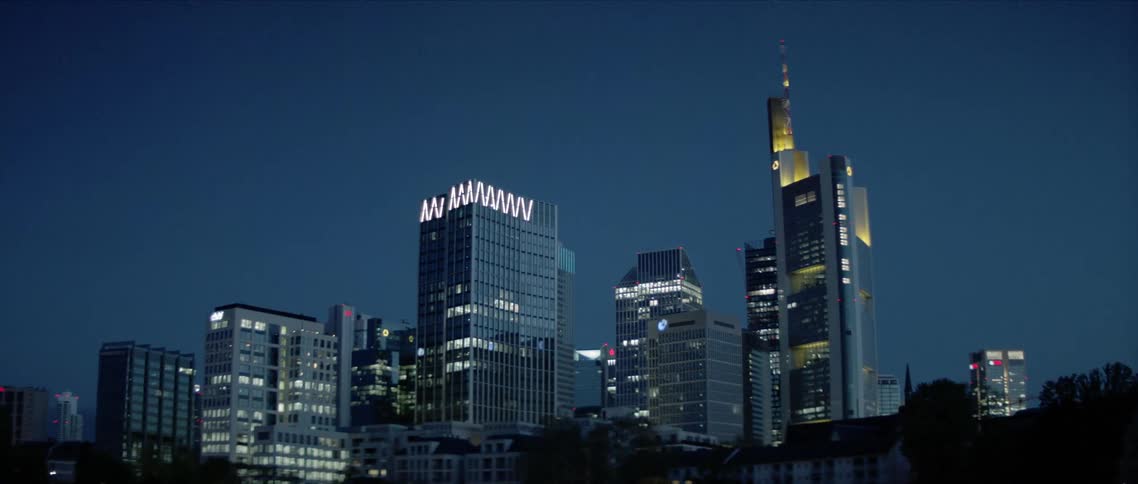 A city skyline with buildings skyscrapers and trees