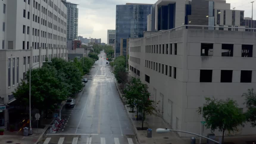 Aerial view of the empty streets during lockdown caused by coronavirus