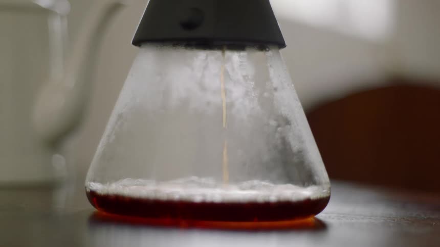 The coffee brews