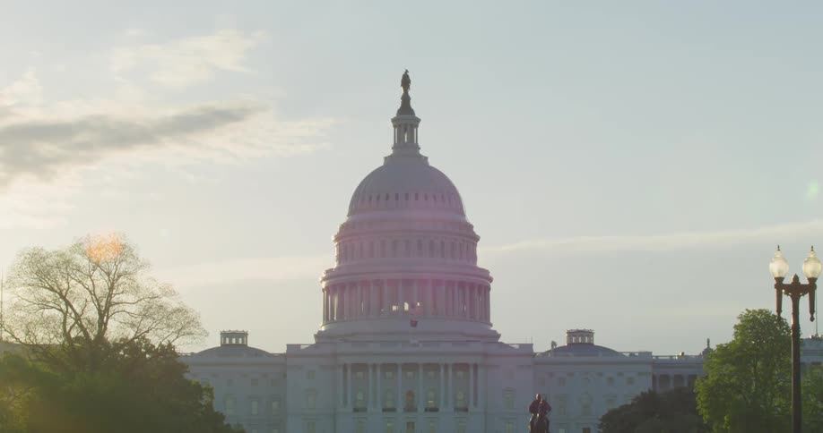 The Capitol US government building in the evening