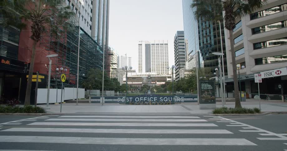 The empty crosswalk and city street at post office square