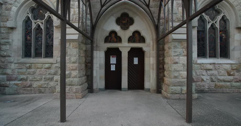 The front doors on a church