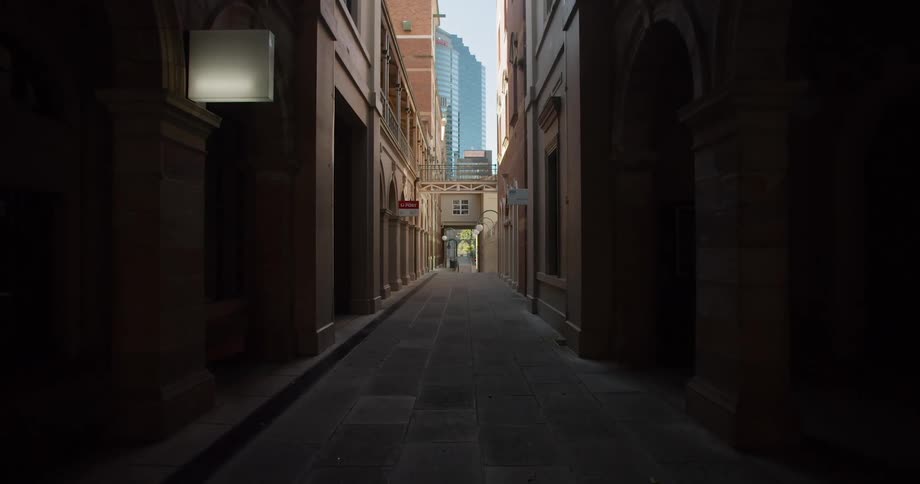 An empty walkway in a city