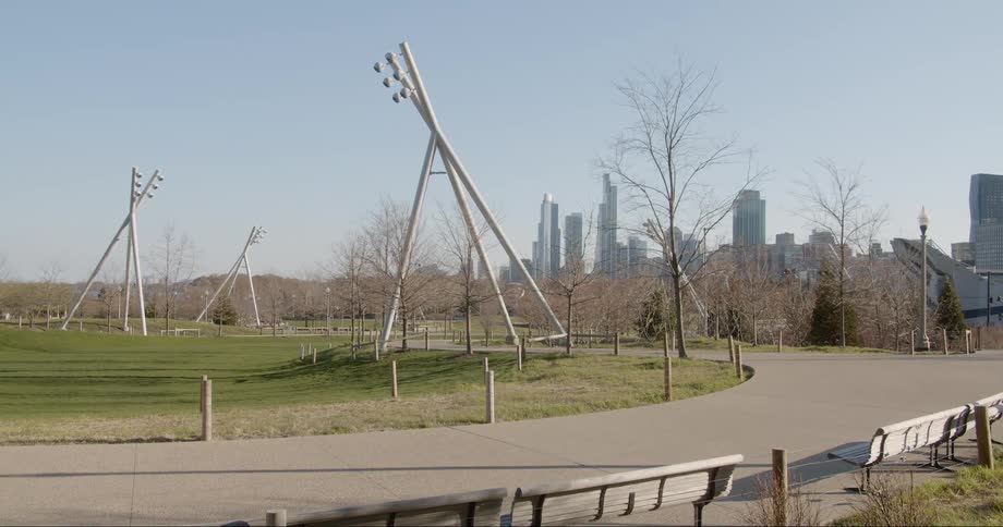 The park is empty on a sunny day