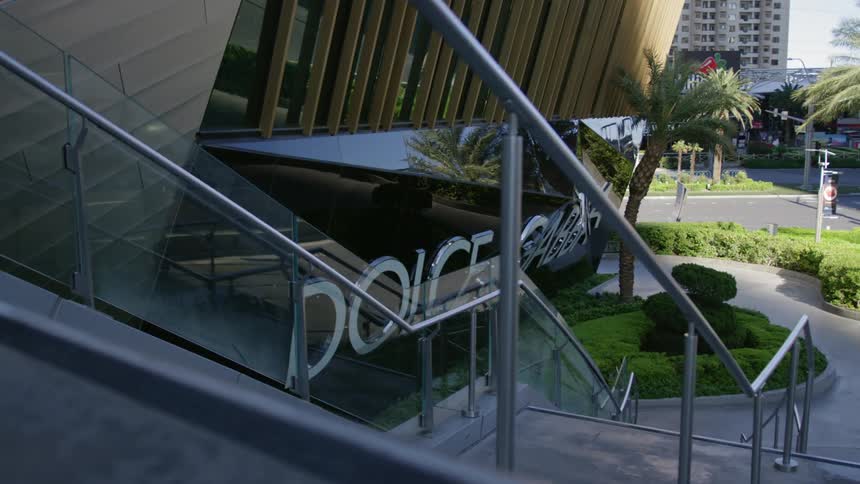 Modern exterior view of an empty shopping mall during lockdown due to coronavirus