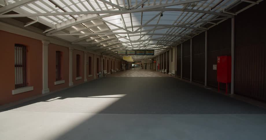 The hall is empty in the building