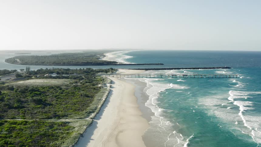 The waves move into the shoreline