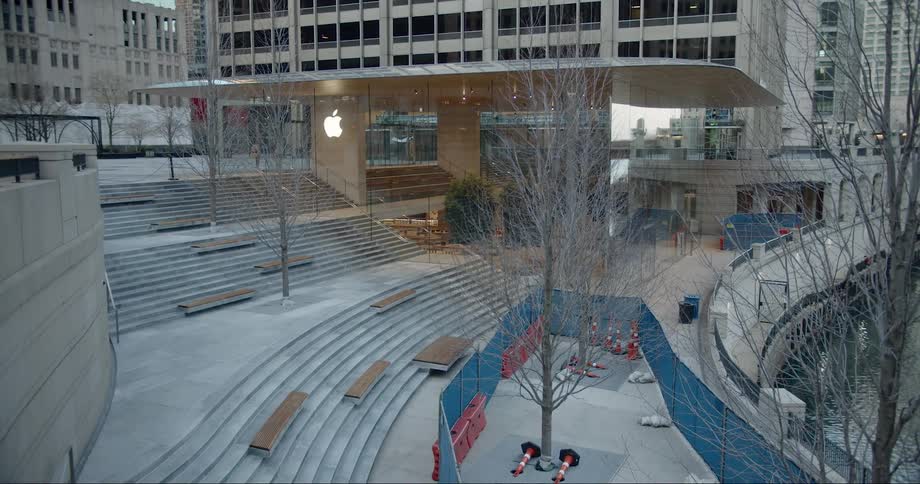A view of office buildings during lockdown due to coronavirus