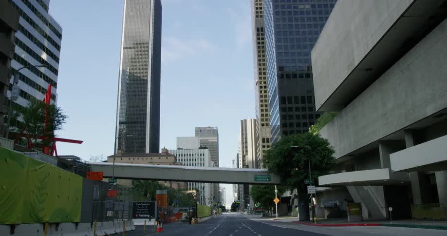 The buildings stand tall downtown