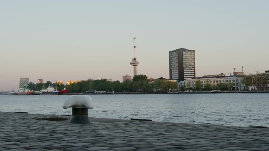 The coast of a city during the evening