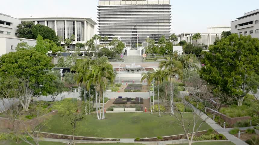 The resort is empty by the fountain