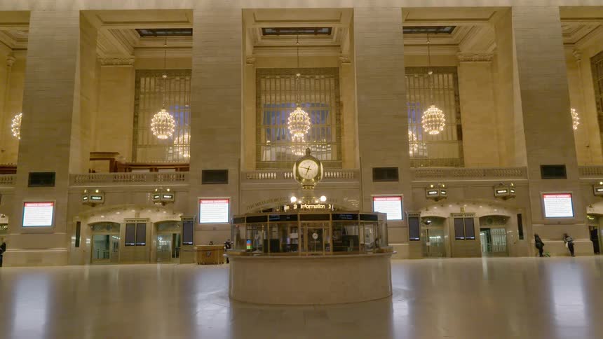 A ticket booth in the lobby of a large building