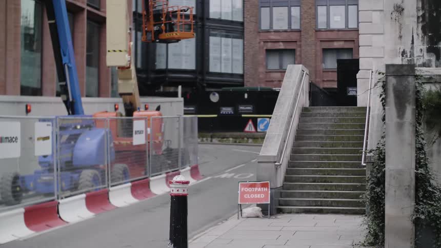 Closed footpath due to road maintenance work in the neighborhood