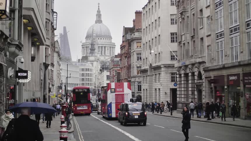 A busy city street in the united kingdom