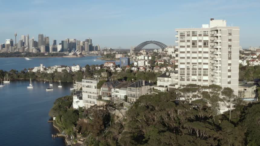 Aerial view of sydney skyline and sydney harbour bridge