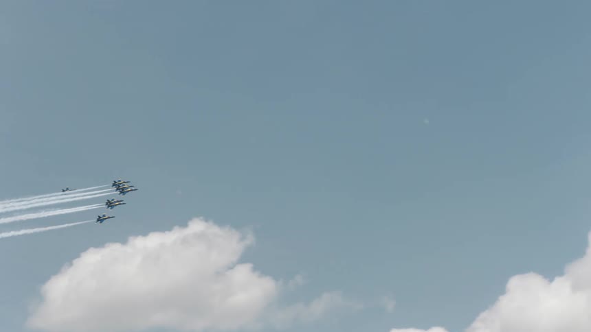 Jets flying in formation in the sky