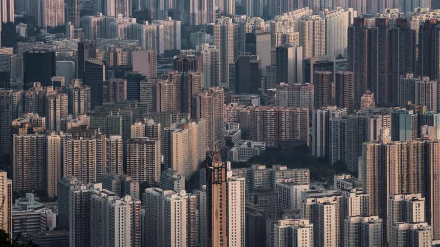 A city with buildings and skyscrapers