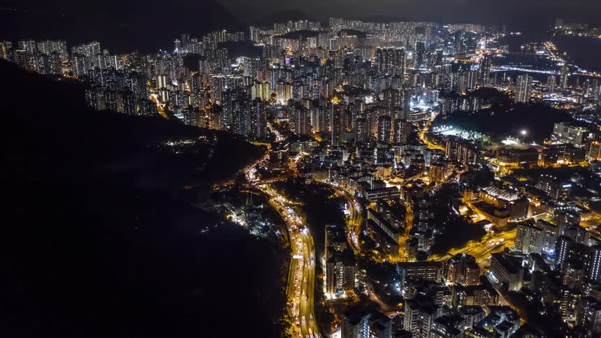 Time lapse of cars driving in a busy city