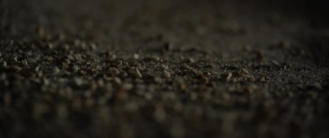 Small rocks and pieces of gravel vibrate and shake