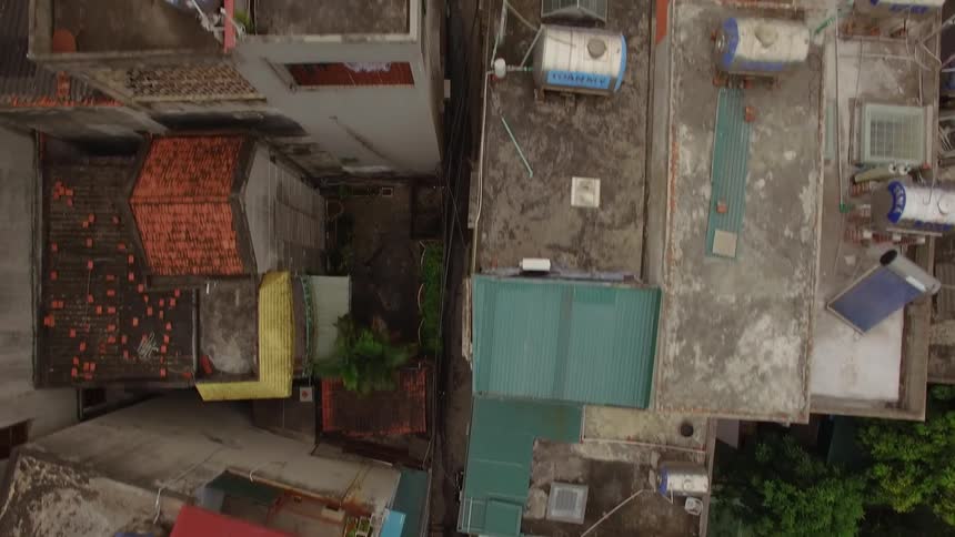 Aerial view of a slum neighborhood