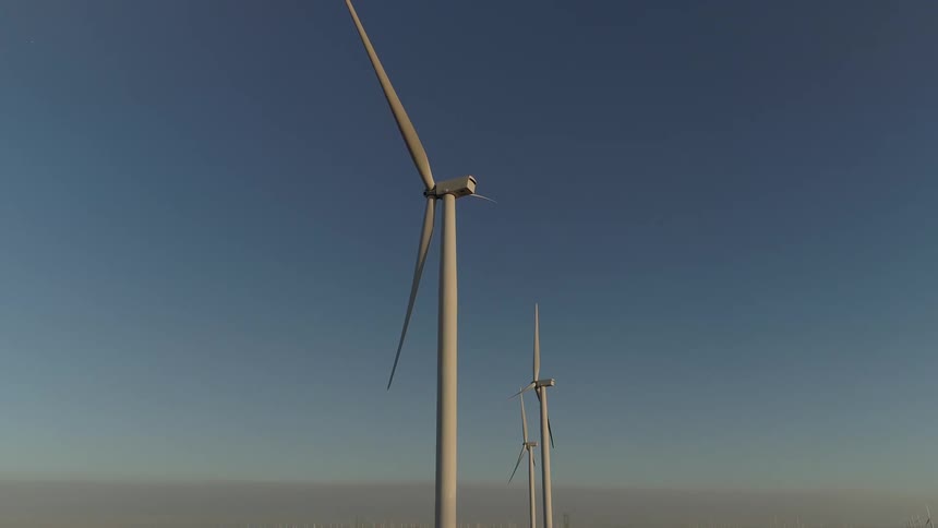 Wind turbines on a wind farm