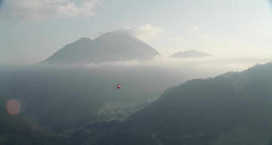 Search and rescue helicopter fly in the sky