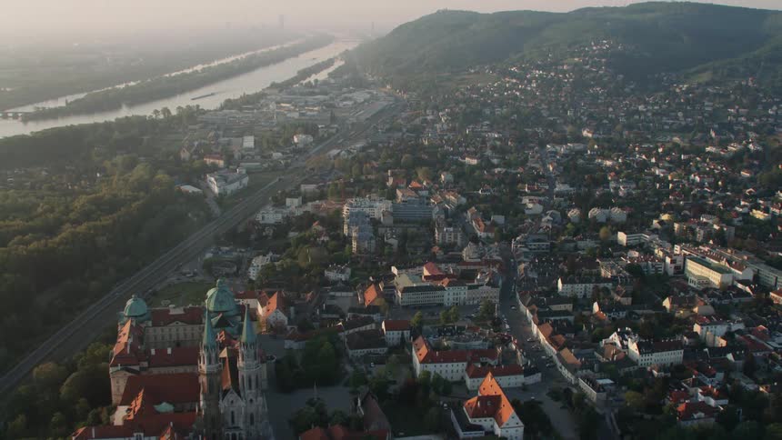 Aerial view of vienna with its tourist attractions at dawn