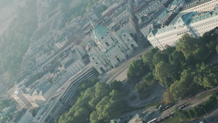 Aerial view of the karlskirche dome and buildings in vienna