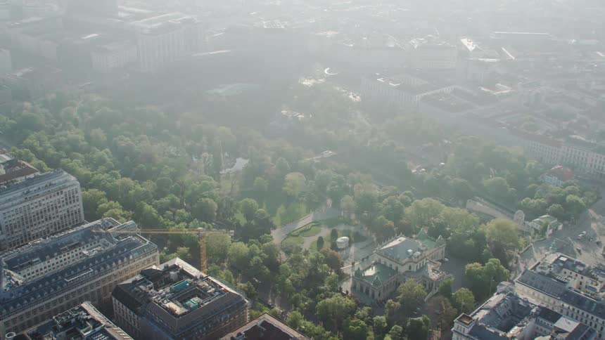 Aerial view of kursalon music hall and its large back garden in vienna