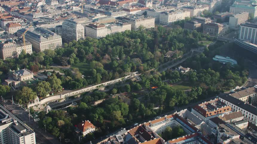 Aerial view of a public park in vienna