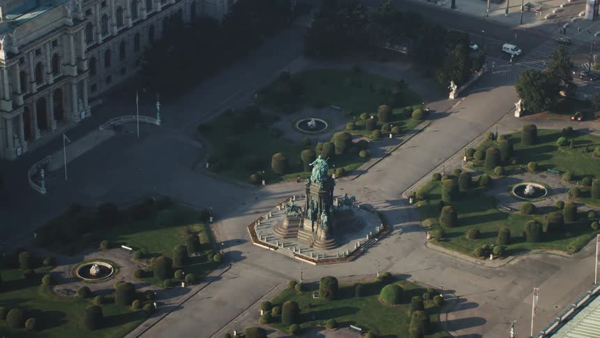 Aerial view of maria theresien platz with a statue of maria theresia in vienna austria