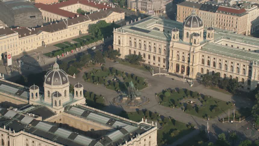 Aerial view of maria theresien platz with empress maria theresia monument in vienna austria