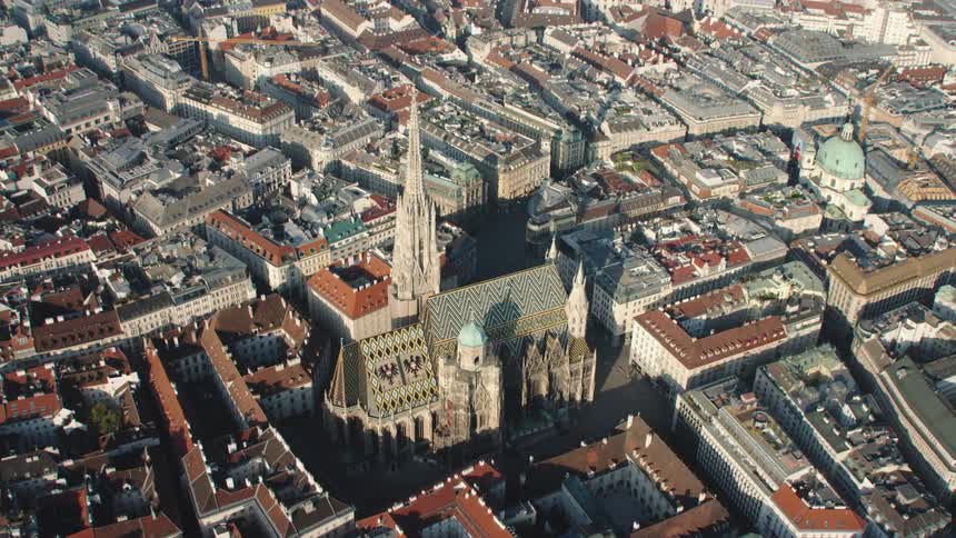 A church in the middle of a downtown area