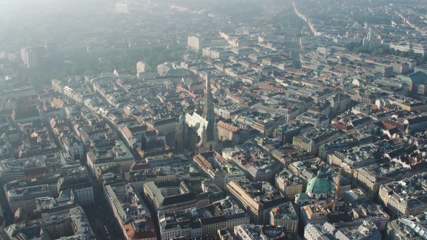 Fog covers parts of city near large church