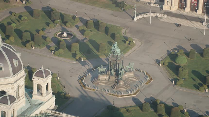 Aerial view of maria theresien platz with a statue of maria theresia in vienna austria