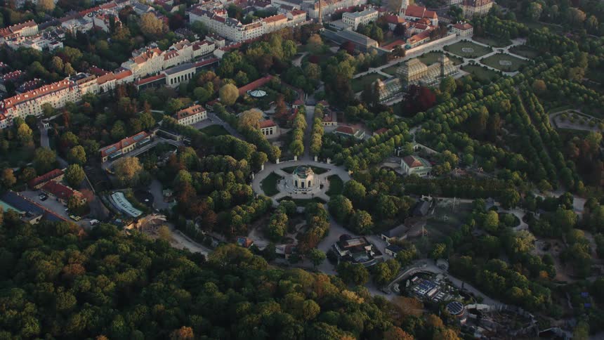 Aerial view of a dome in public park in vienna
