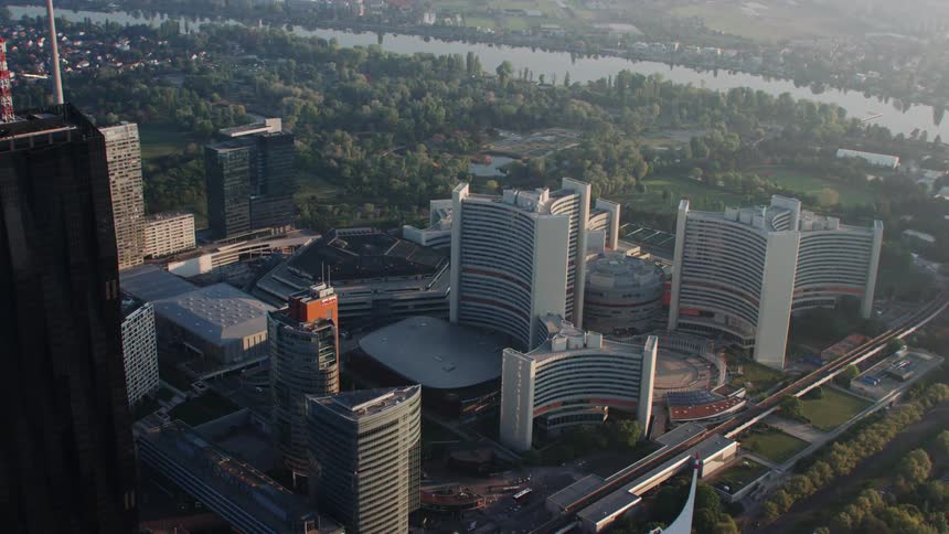 Aerial view of office buildings in vienna