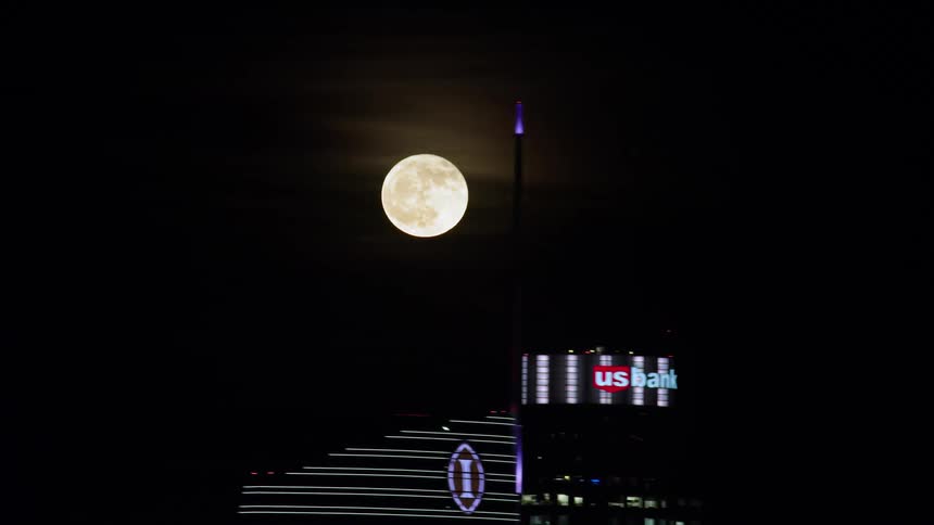 The full moon in the sky