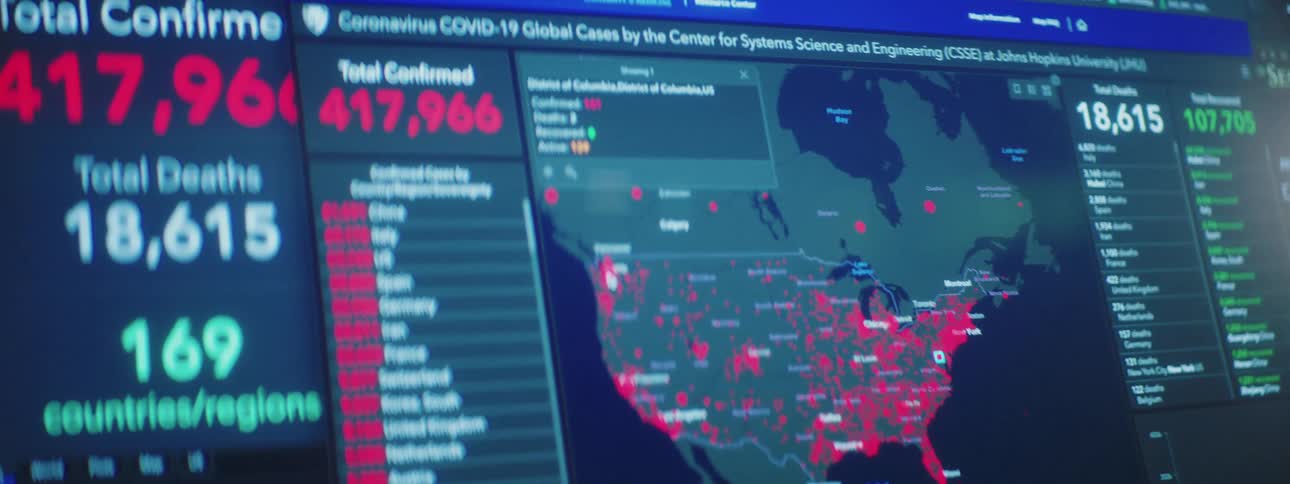 Confirmed cases of covid19 on a computer monitor