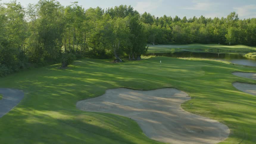 Aerial view of golf course at day