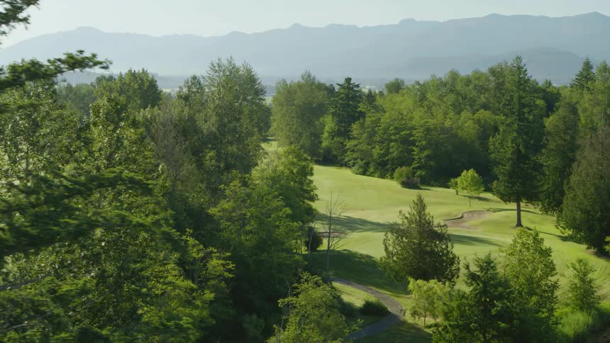 Aerial view of a golf course at day