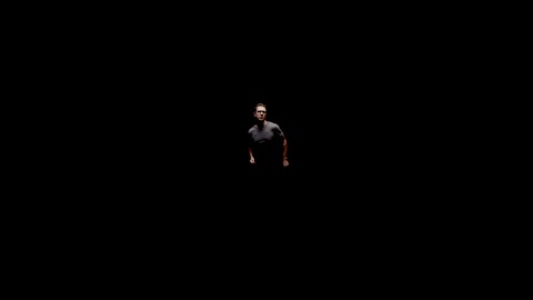 A man running with darkness in the background