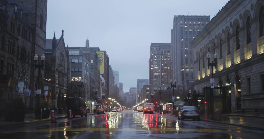 Buses and cars on a city street