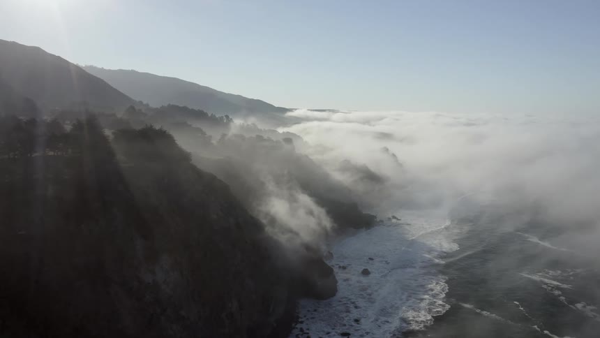 Aerial view of rocky mountain coastline