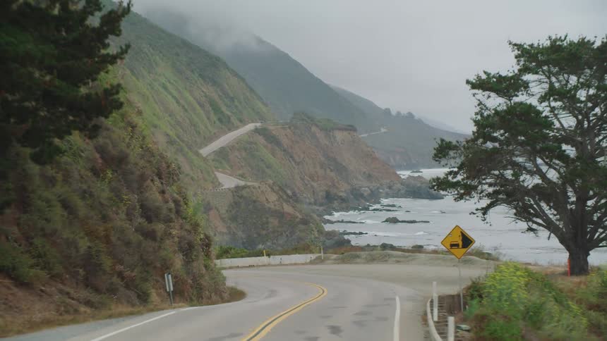 The road is long and windy by the shore