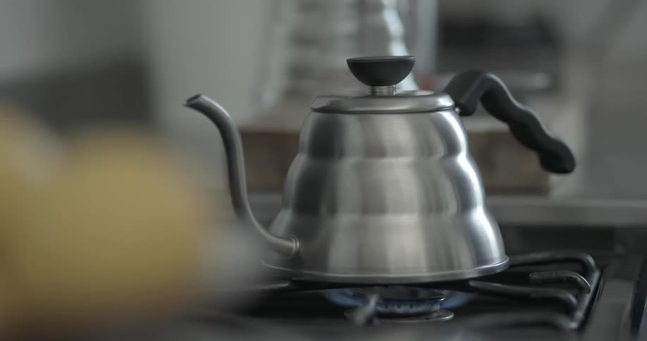 A person puts a pot on the stove and turns the fire on