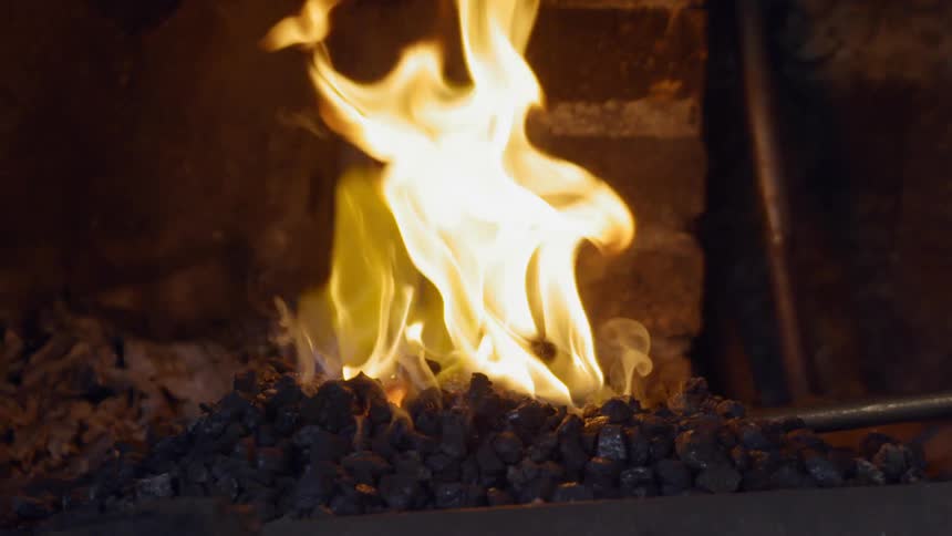 A fire is burning outdoors