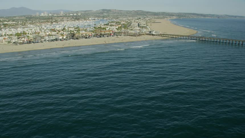 Aerial view of the Newport pier on the Balboa Peninsula