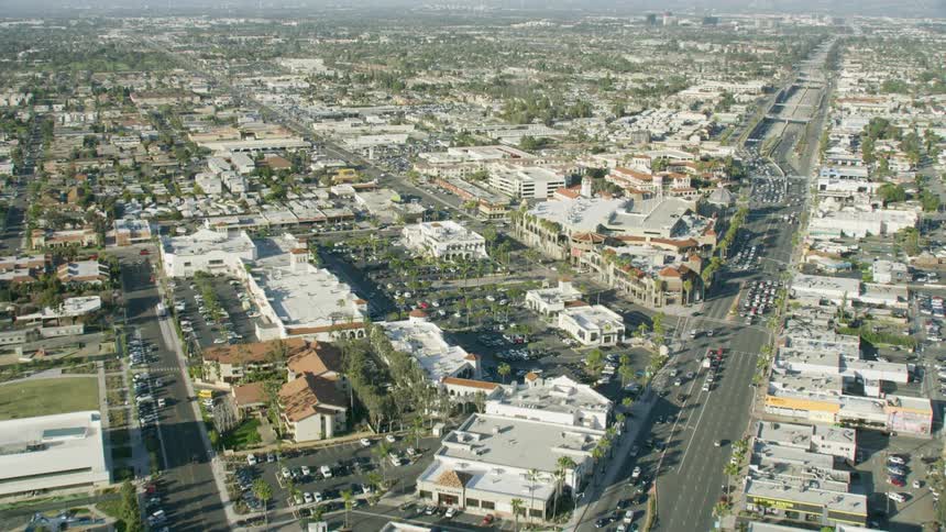 Sky view of a large city and roads