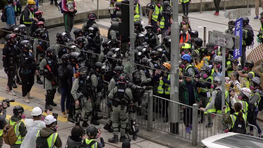 Police intervene demonstrators during a protest